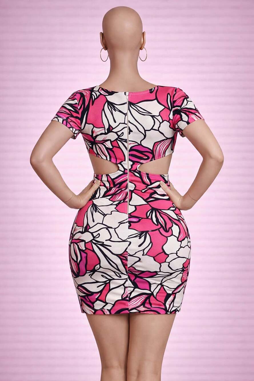 Bisou Bisou Michele Bohbot Floral Cutout Bodycon Mini Dress - Picture 2 of 8